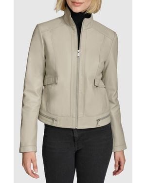 Andrew Marc Rowan Leather Racer Jacket - Natural