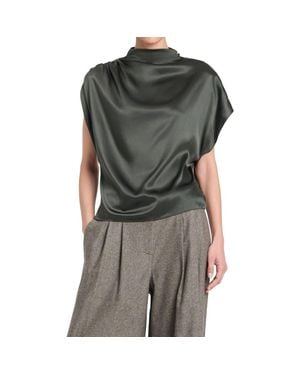 Twp Wish You Would Stretch Silk Top - Green