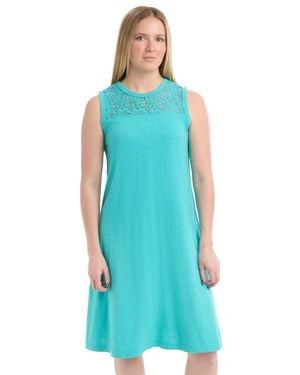 Wilt Sleeveless Lace Yoke Dress - Blue