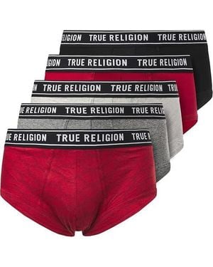 True Religion Briefs Soft Cotton Underwear Pack Of 5 - Red