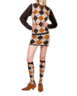 Anna Sui Argyle Knit Skirt - Black