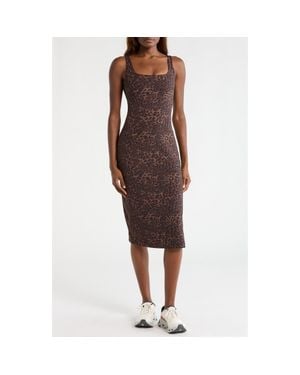 Mpg Leopard Print Midi Dress - Brown