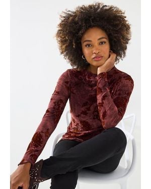 Joe Browns Burnout Mock Neck Tee - Red