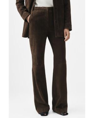 Mango Suede Flare Leg Pants - Black