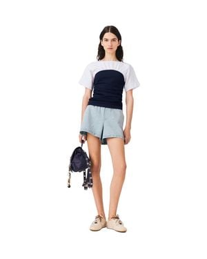 Maje Pleated Jersey Top - Blue