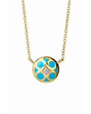 Syna Reversible Enamel Necklace - Blue