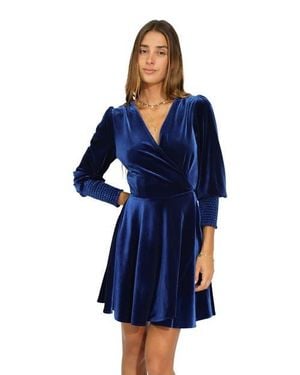 Belle & Bloom Loved You First Velvet Mini Dress - Blue