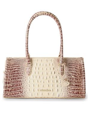 Brahmin Sophia Croc Embossed Leather Satchel - Pink