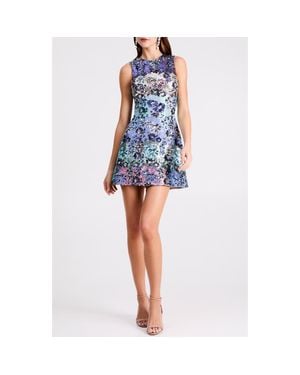 HELSI Daria Floral Sequin Cocktail Minidress - Blue