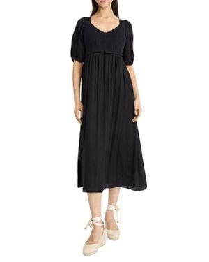 The Good Journey Mixed Media Midi Dress - Black