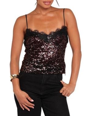 Petal & Pup Lace Trim Sequin Camisole - Black