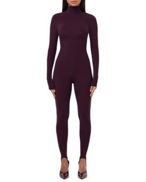 Naked Wardrobe Long Sleeve Stirrup Jumpsuit - Purple