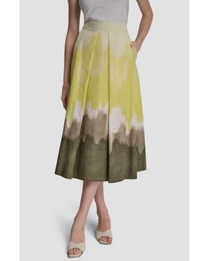 DKNY Ombré Pleated Cotton Poplin Midi Skirt - Green