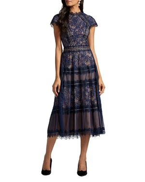 tadashi shoji lace & mesh midi cocktail dress Brone Illusion Lace Cocktail Dress