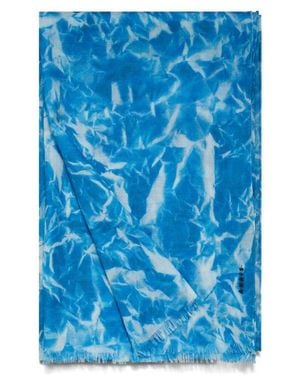 Akris Whitecaps Cashmere Fringe Scarf - Blue