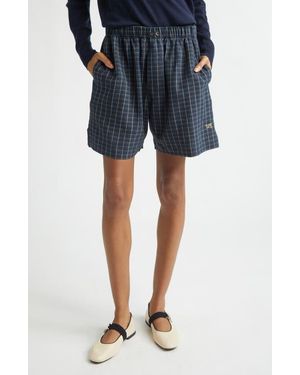 Wales Bonner Sunday Check Linen Shorts - Blue