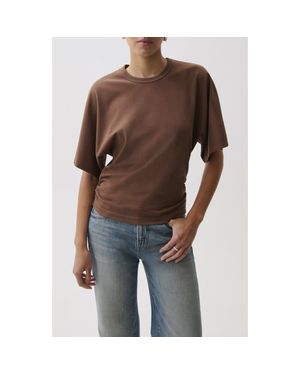 Pistola Veronica Drop Shoulder Cotton T-Shirt - Brown