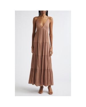 L'Agence Lua Tiered Maxi Sundress - Brown