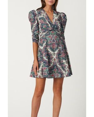 Shoshanna Harbor Tile Print Natalya Dress - Gray
