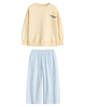 Next Kids' Crewneck Sweatshirt & Stripe Pants Set - Blue