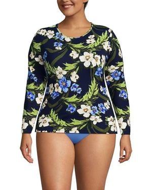 Lands' End Sunshade Upf 50 Long Sleeve Rash Guard Swim Tee - Multicolor