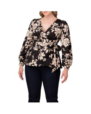 Kiyonna Natasha Print Wrap Top - Black