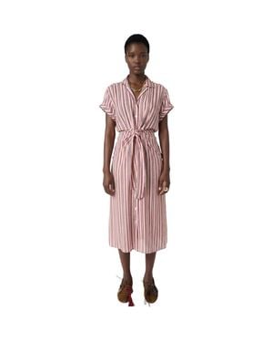 Gerard Darel Striped Button-Front Midi Dress - Pink