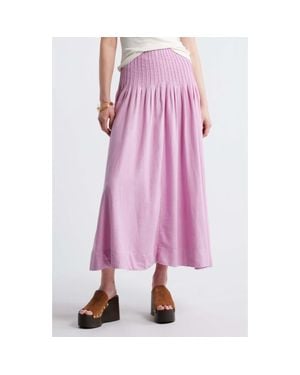 Treasure & Bond Pleat Accent Linen Blend Maxi Skirt - Pink