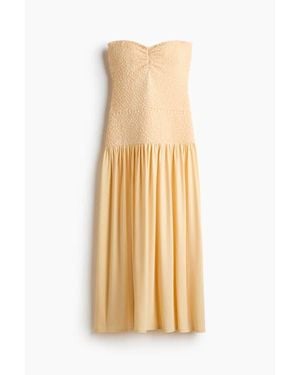 H&M Smocked-Bodice Bandeau Dress - Metallic