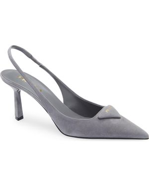 Prada Logo Slingback Pump - Gray