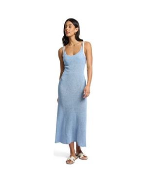 Onia Textured Linen Sweater Scoop Maxi Dress - Blue