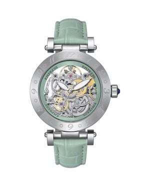 Empress Theodora Automatic Skeleton Leather-Band Watch - Metallic