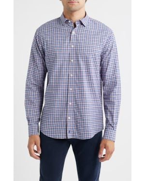 Johnnie-o Mayes Plaid Nylon Blend Button-Down Shirt - Blue