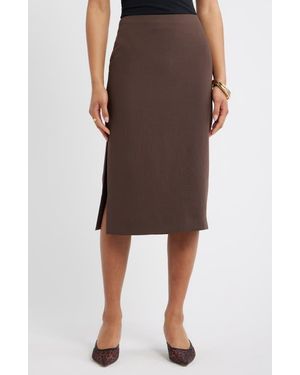 Open Edit Curator Crepe Pencil Skirt - Brown