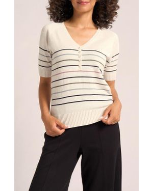Matty M Asa Stripe Raglan Sleeve Sweater - Natural