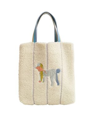 Lost Pattern Pan Pan Shearling Tote Bag - Natural