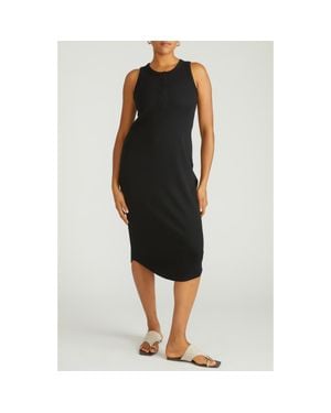 UNIVERSAL STANDARD Romera Sleeveless Rib Midi Dress - Black