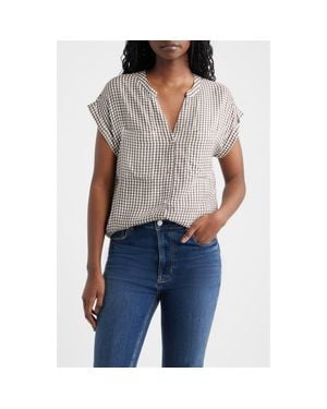 Rails Mel Patch Pocket Gingham Button-Up Shirt - Gray