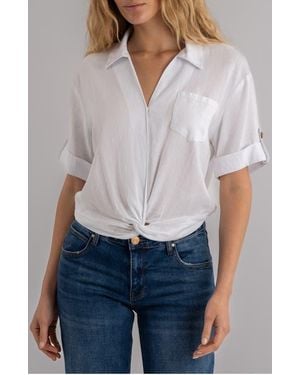 Kut From The Kloth Rebel Knot Front Linen Blend Top - White