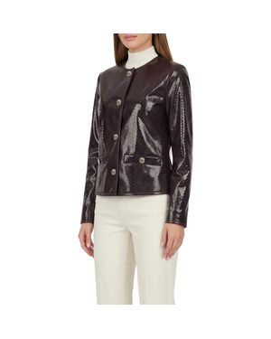 Gorski Genuine Metis Suede Pythn Printed Jacket - Black