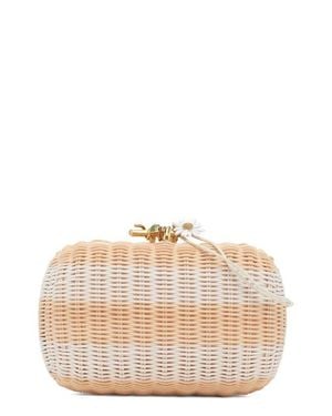 Bottega Veneta Knot Stripe Wicker Clutch Bag - Natural