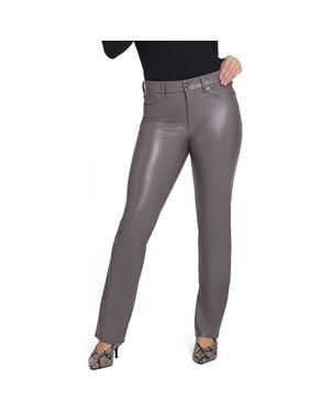NYDJ Marilyn Faux Leather Straight Leg Pants - Gray