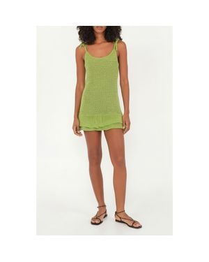 The Lulo Project Suntrace Open Stitch Minidress - Green