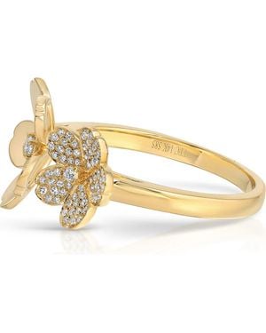 EF Collection Double Cherry Blossom Diamond Pavé Ring - Metallic