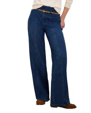NIC+ZOE Weekend High Waist Belted Wide Leg Jeans - Blue