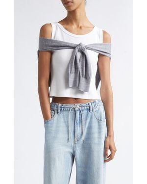 Alexander Wang Pre-Styled Draped Cardigan Crop Tank - Blue