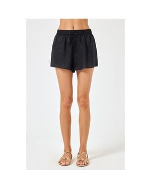 LSPACE Rio Linen Cover-Up Drawstring Shorts - Blue