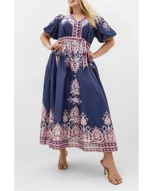 City Chic Higher Love Floral Print Maxi Dress - Blue