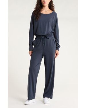 Zella Restore Soft Cozy Long Sleeve Jumpsuit - Blue