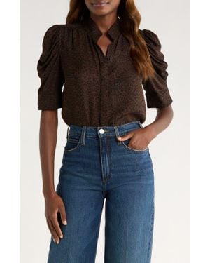 FRAME The Gillian Puff Sleeve Silk Top - Black